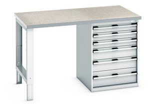 940mm Standing Bench for Workshops Industrial Engineers Bott Bench 1500x900x940mm with Lino Top and 6 Drawer Cabinet